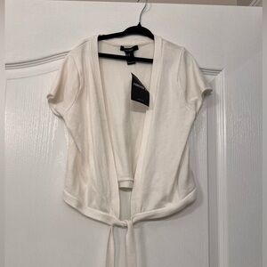 Forever 21 Cream Tie-Front Crop Top